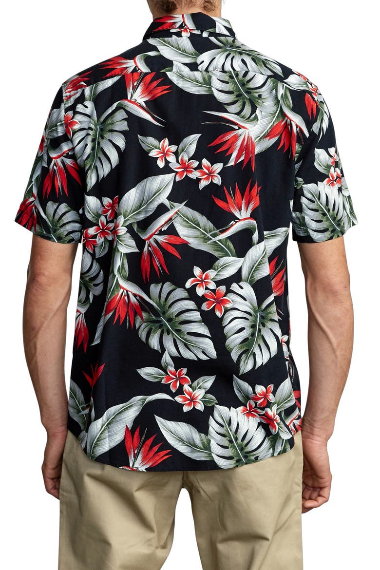 Montara Print Short Sleeve Button-Down Shirt, Alternate, color, BLACK