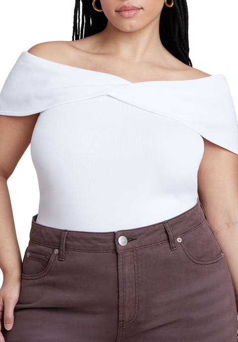 Twisted Off The Shoulder Sweater (Plus)