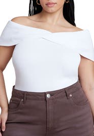 ELOQUII Twisted Off The Shoulder Sweater