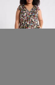 Eliza J Floral Embroidered Bow Shoulder Sleeveless Dress