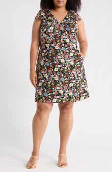 Eliza J Floral Embroidered Bow Shoulder Sleeveless Dress