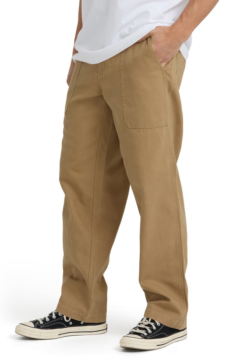 Billabong Stamped Garage Relaxed Straight Leg Patch Pocket Canvas Pants, Alternate, color, Gravel