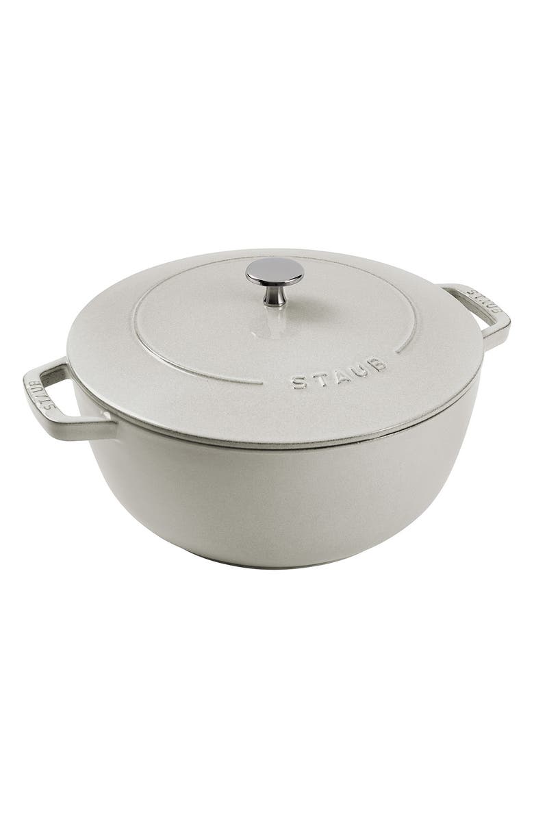 Staub 5-Quart Enameled Cast Iron Cocotte, Main, color, White Truffle