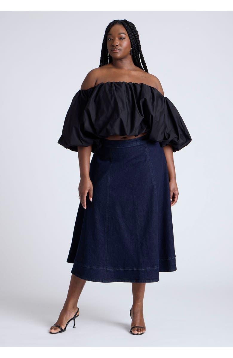 ELOQUII Bubble Top, Alternate, color, Black Onyx