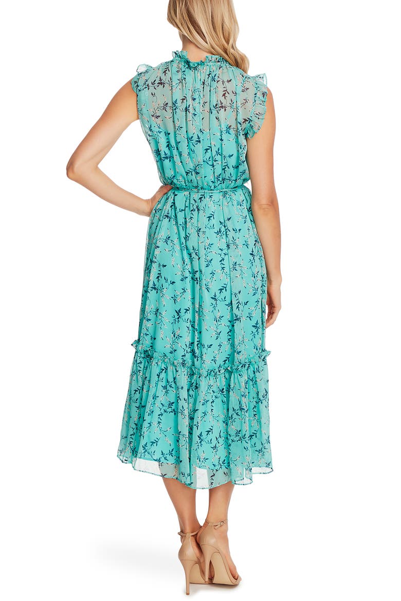 Wisteria Vines Sleeveless Dress, Alternate, color, TEAL POP