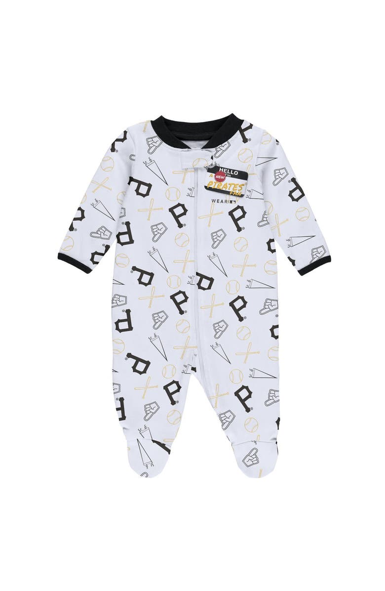 WEAR by Erin Andrews Newborn & Infant WEAR by Erin Andrews White Pittsburgh Pirates Sleep & Play Full-Zip Footed Jumper with Bib, Alternate, color, 