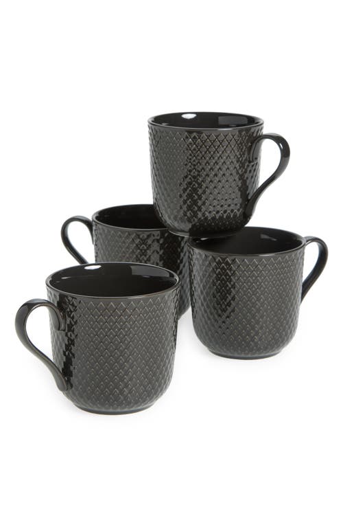 Lyngby Porcelaen Rhombe Earth Set Of 4 Mugs In Gray