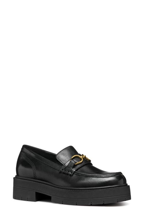 Geox Spherica Platform Bit Loafer in Black Oxford 