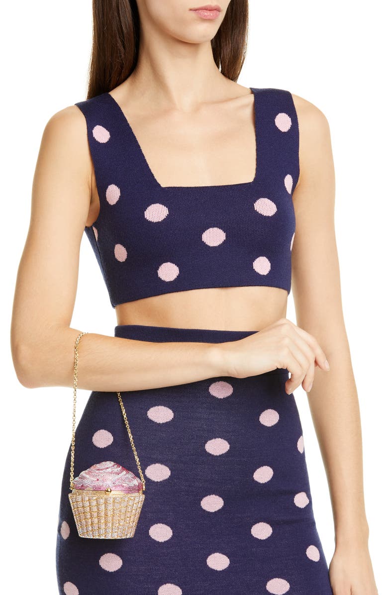 Judith Leiber Cupcake Crystal Embellished Clutch, Alternate, color,