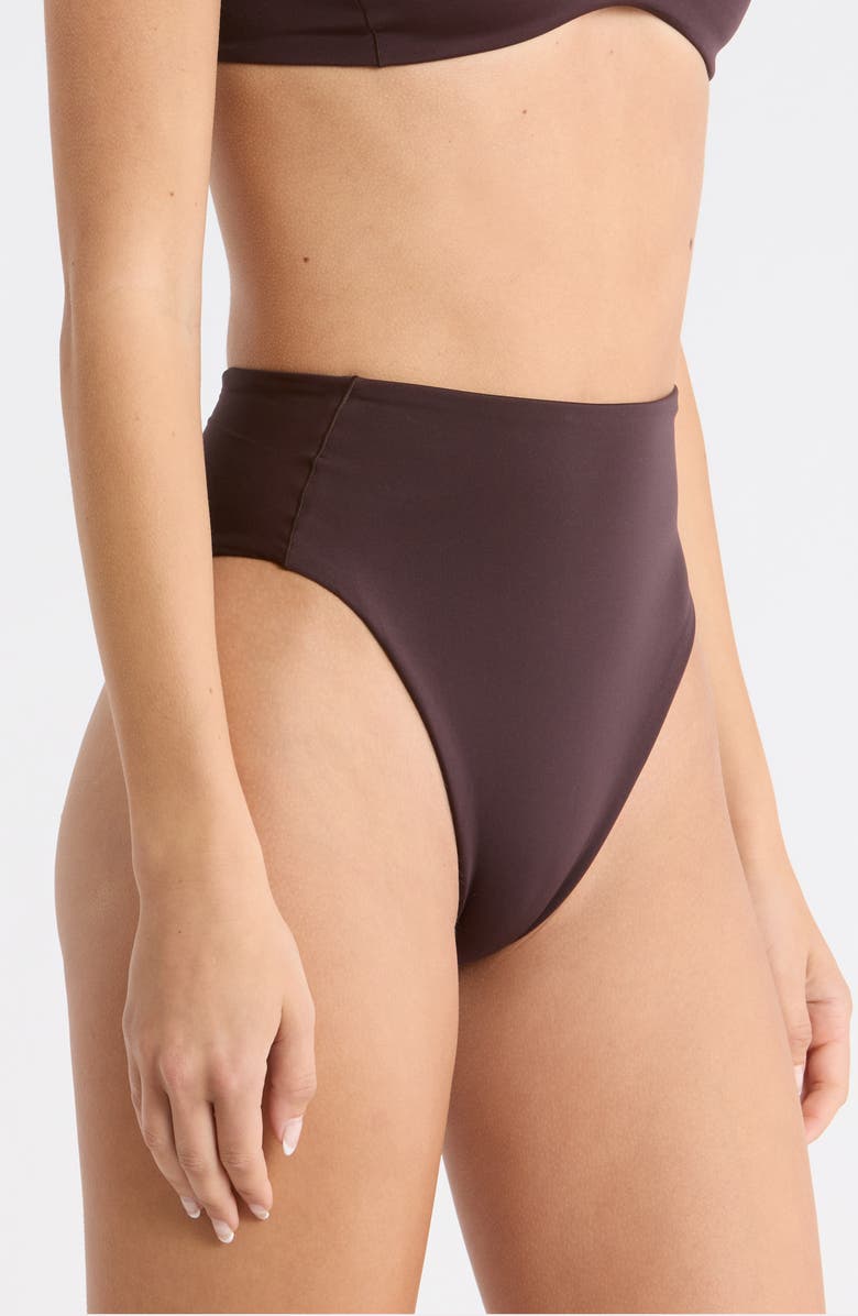 LEFT ON FRIDAY Hi Hi High Cut Cheeky Bikini Bottoms, Alternate, color, Cold Brew Brown