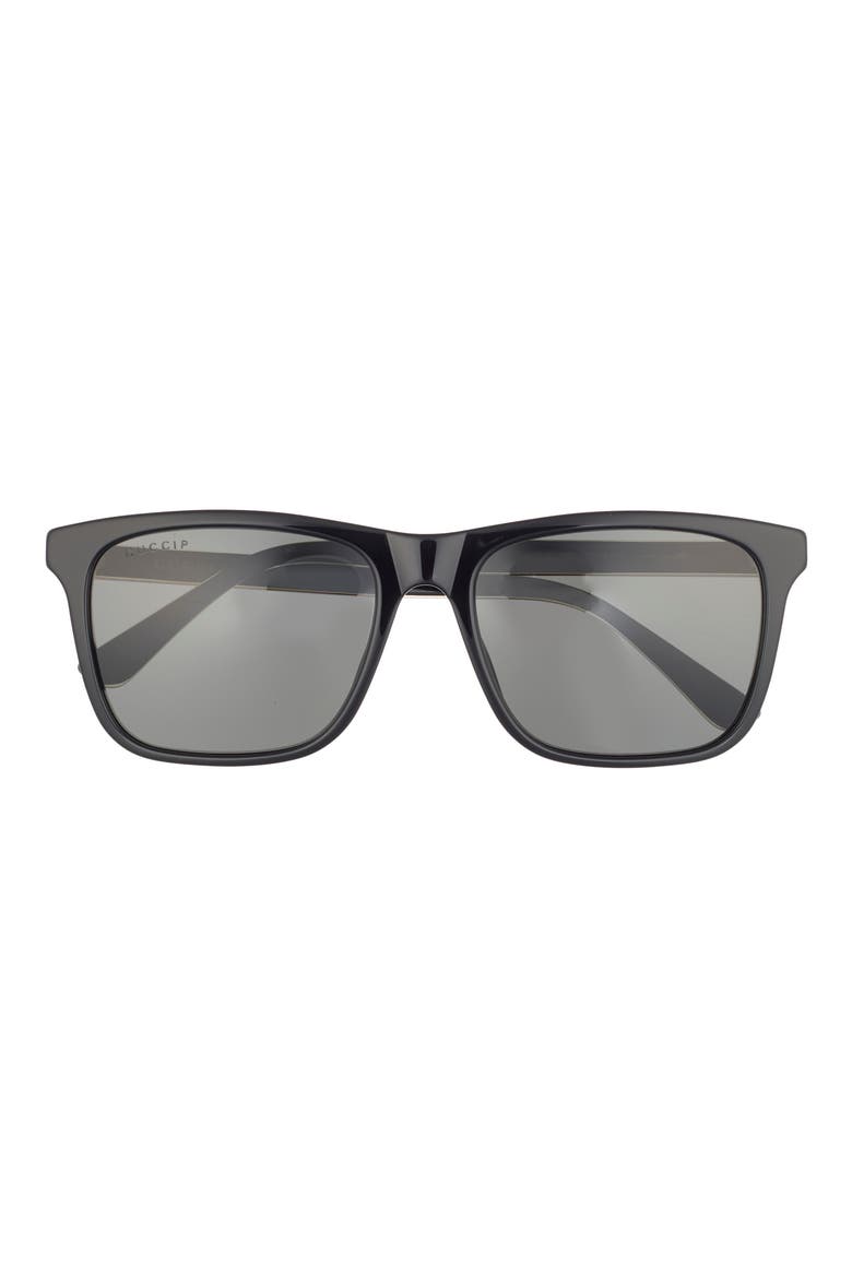 57mm Rectangular Sunglasses, Main, color, BLACK BLACK GREY