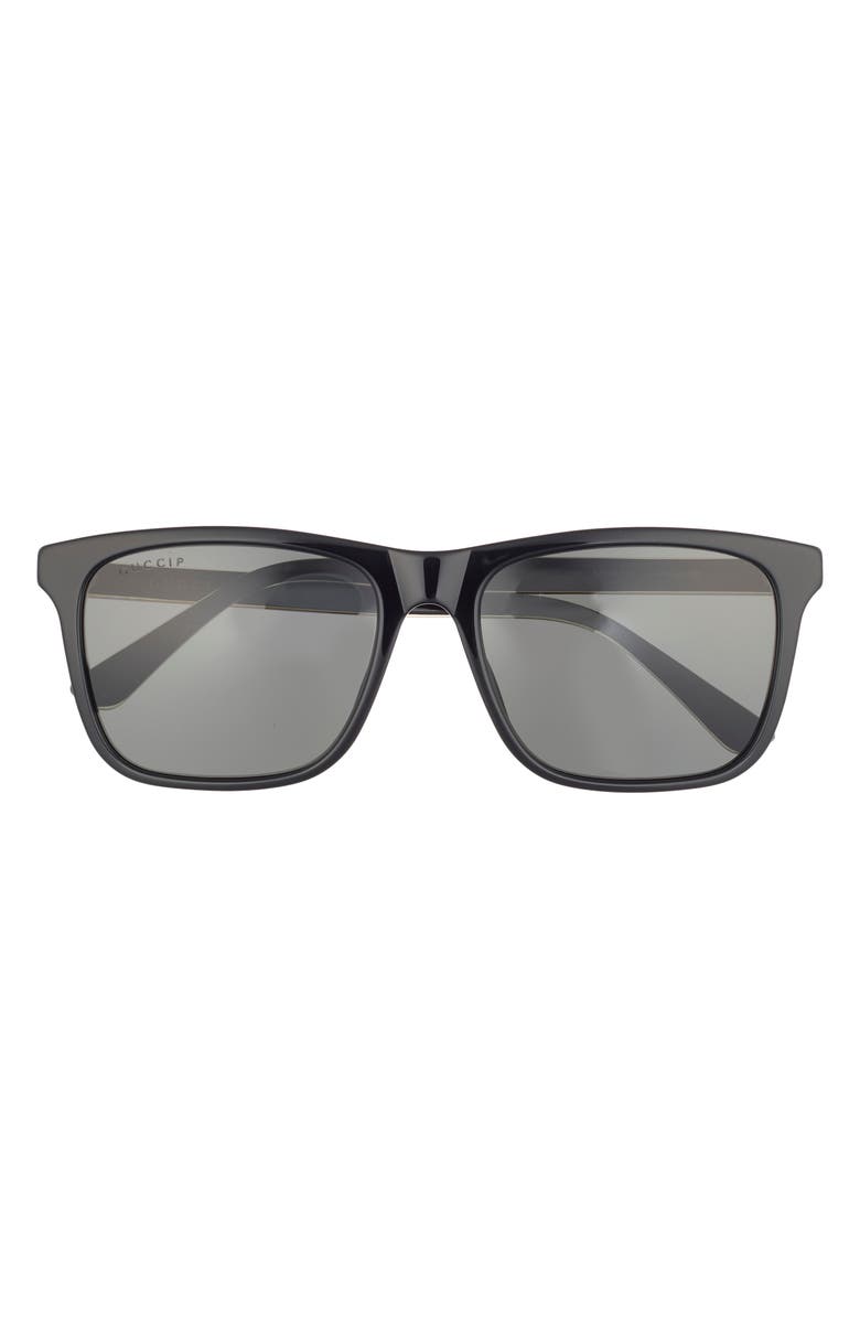 Gucci 57mm Rectangular Sunglasses, Main, color, Black Black Grey