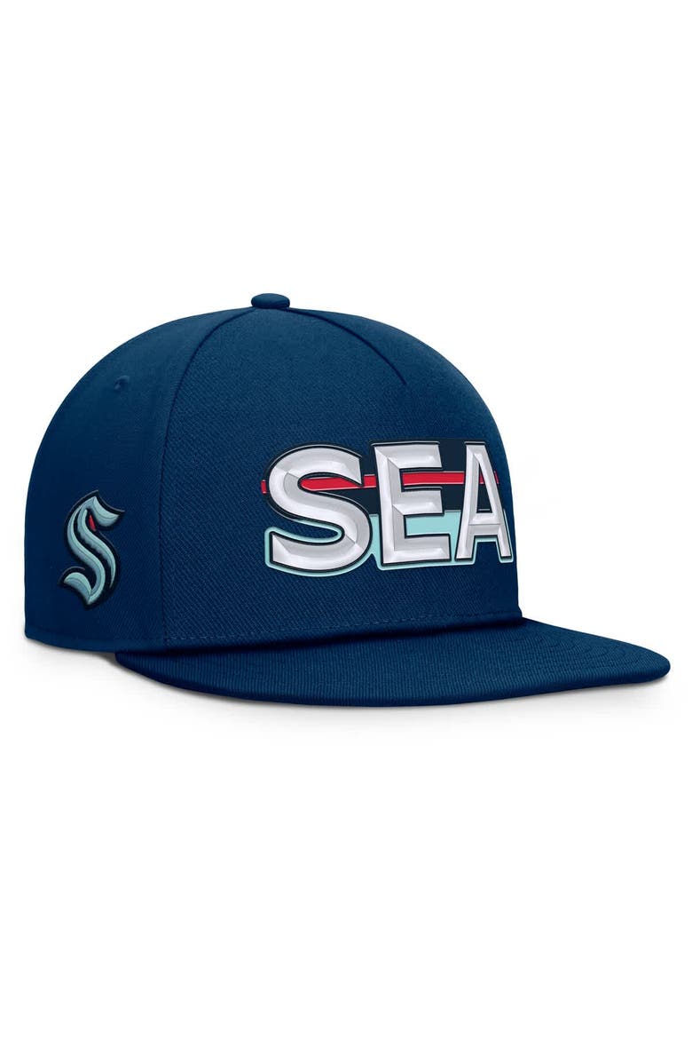 Men's Fanatics Deep Sea Blue Seattle Kraken Authentic Pro Rink Team Code Snapback Hat, Main, color, Navy