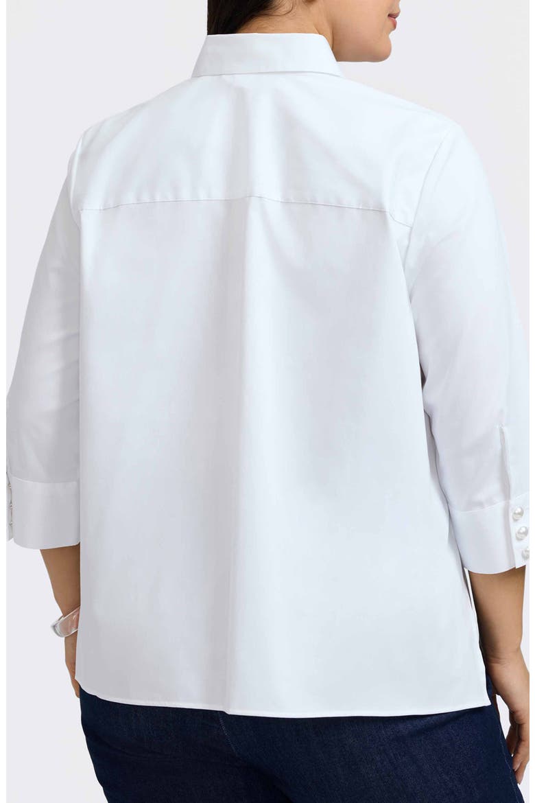 Pearly Cotton Blend Button-Up Shirt, Alternate, color, WHITE
