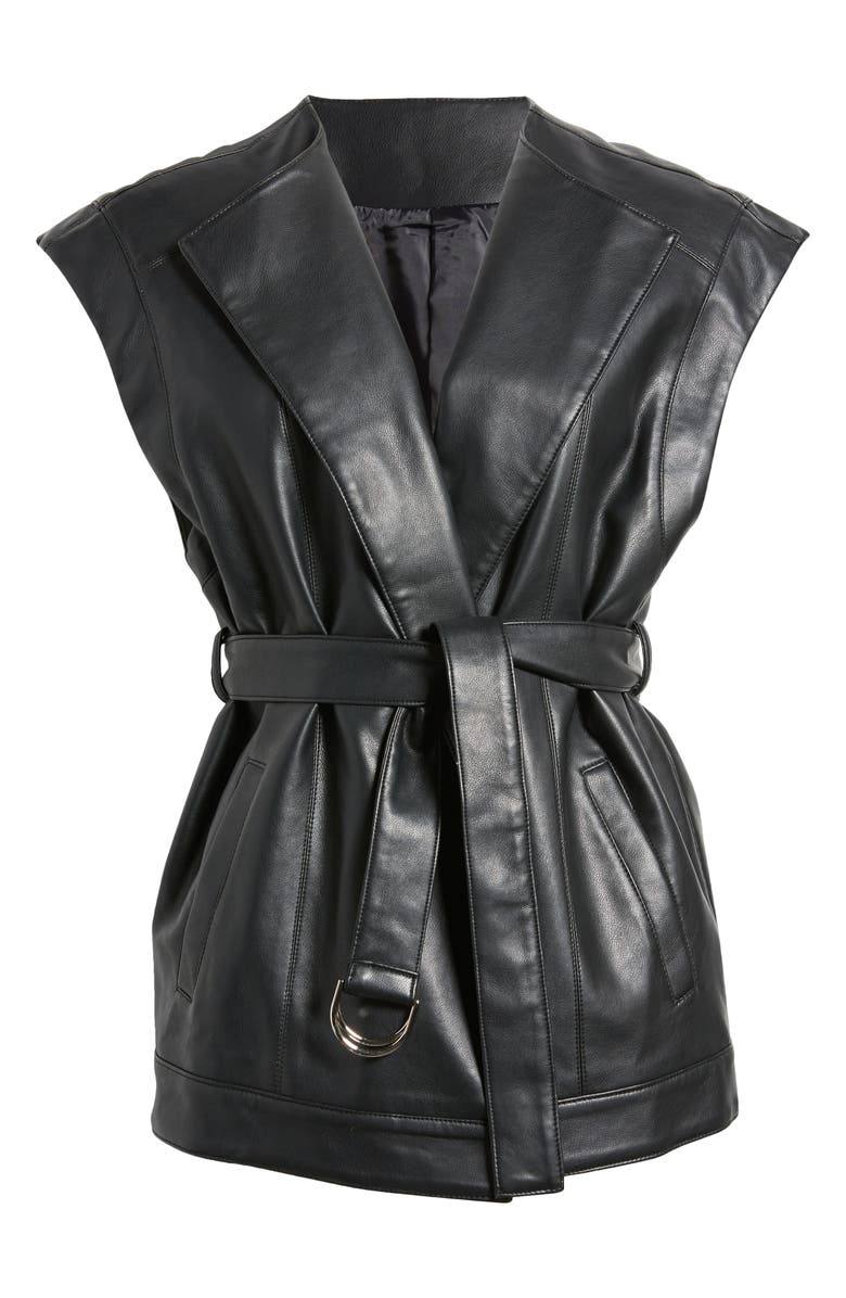 AZALEA WANG Faux Leather Belted Vest, Alternate, color, 