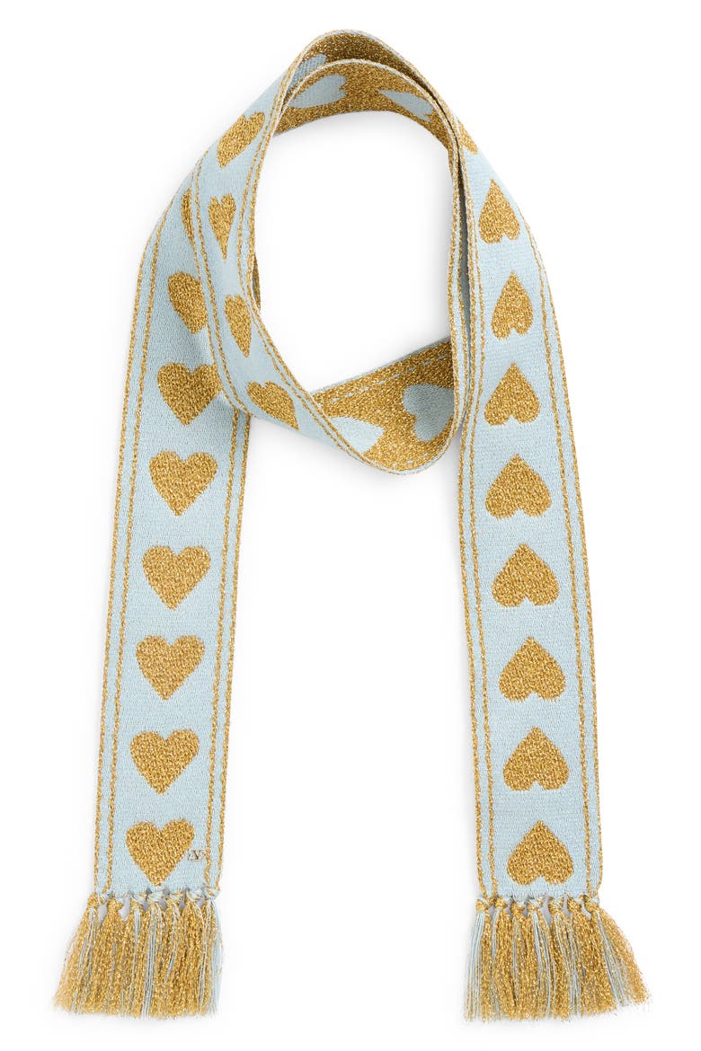 Antibes Heart Fringe Scarf, Alternate, color, CELESTE/ ORO/ ORO