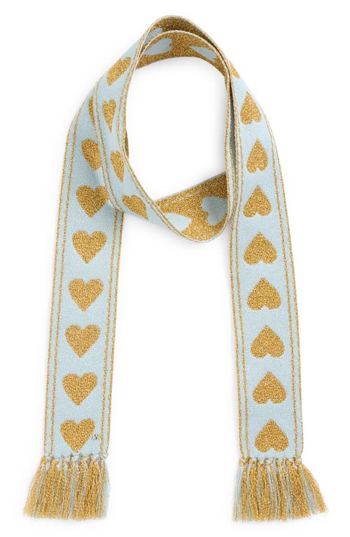 Valentino Garavani Antibes Heart Fringe Scarf In Gold