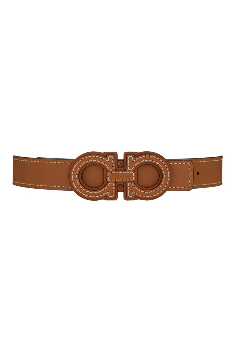 Aura Double Gancio Leather Belt, Main, color, SELLA / SELLA
