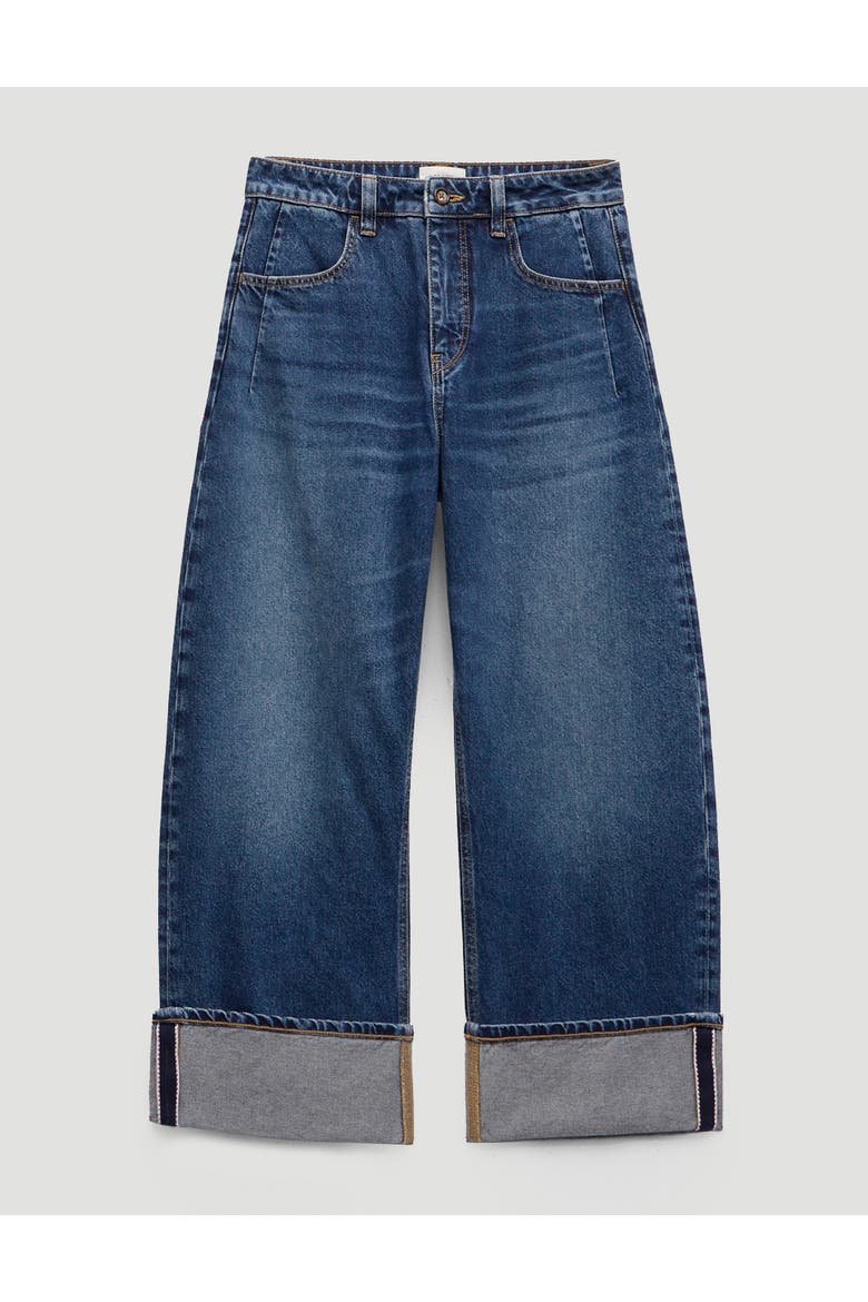 Faith Turn Up Barrel Leg Jeans, Alternate, color, AUTHENTIC BLUE WASH