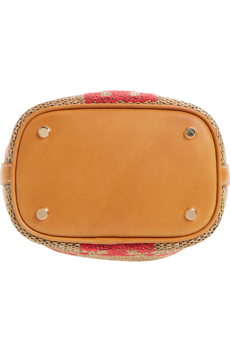 Tory Burch Mini T Monogram Straw Bucket Bag, Alternate, color, Natural