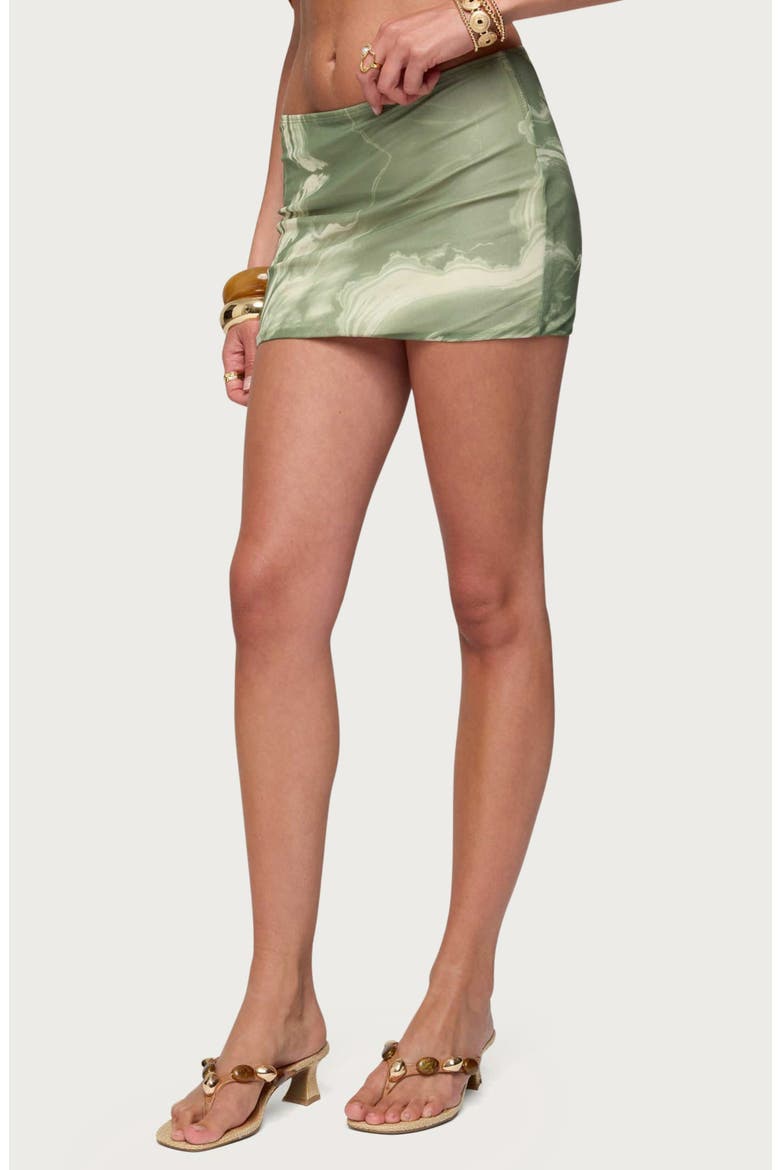 Kasen Low Rise Printed Mesh Miniskirt, Alternate, color, OLIVE