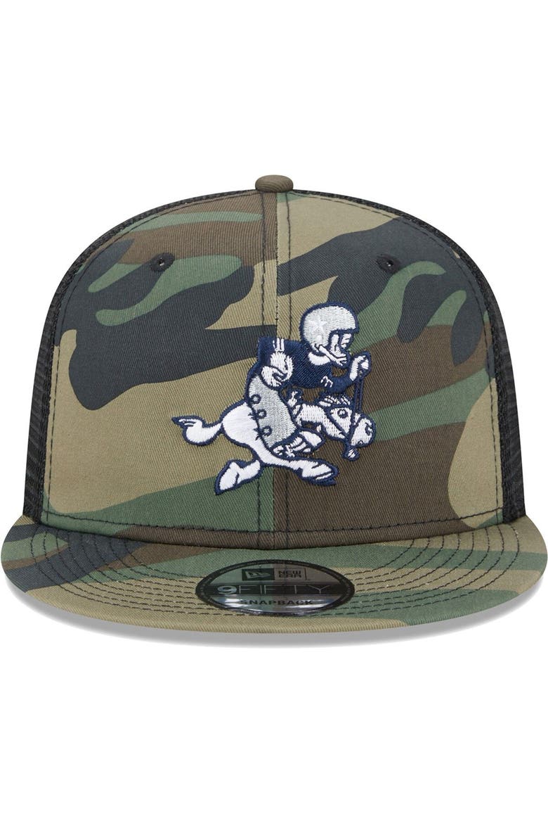 Men's New Era Camo Dallas Cowboys Retro Joe Main Trucker 9FIFTY Snapback Hat, Alternate, color, Camo