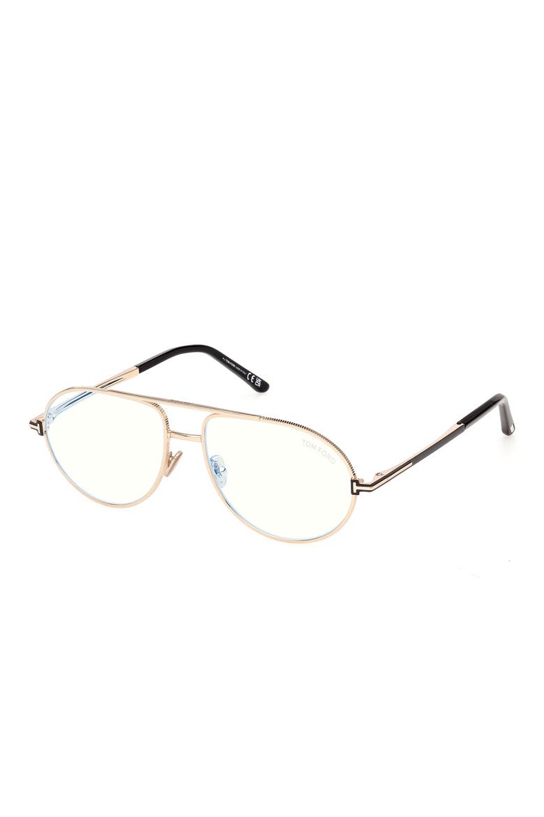 56mm Pilot Optical Glasses, Alternate, color, SHINY ROSE GOLD ROSE GOLD T L