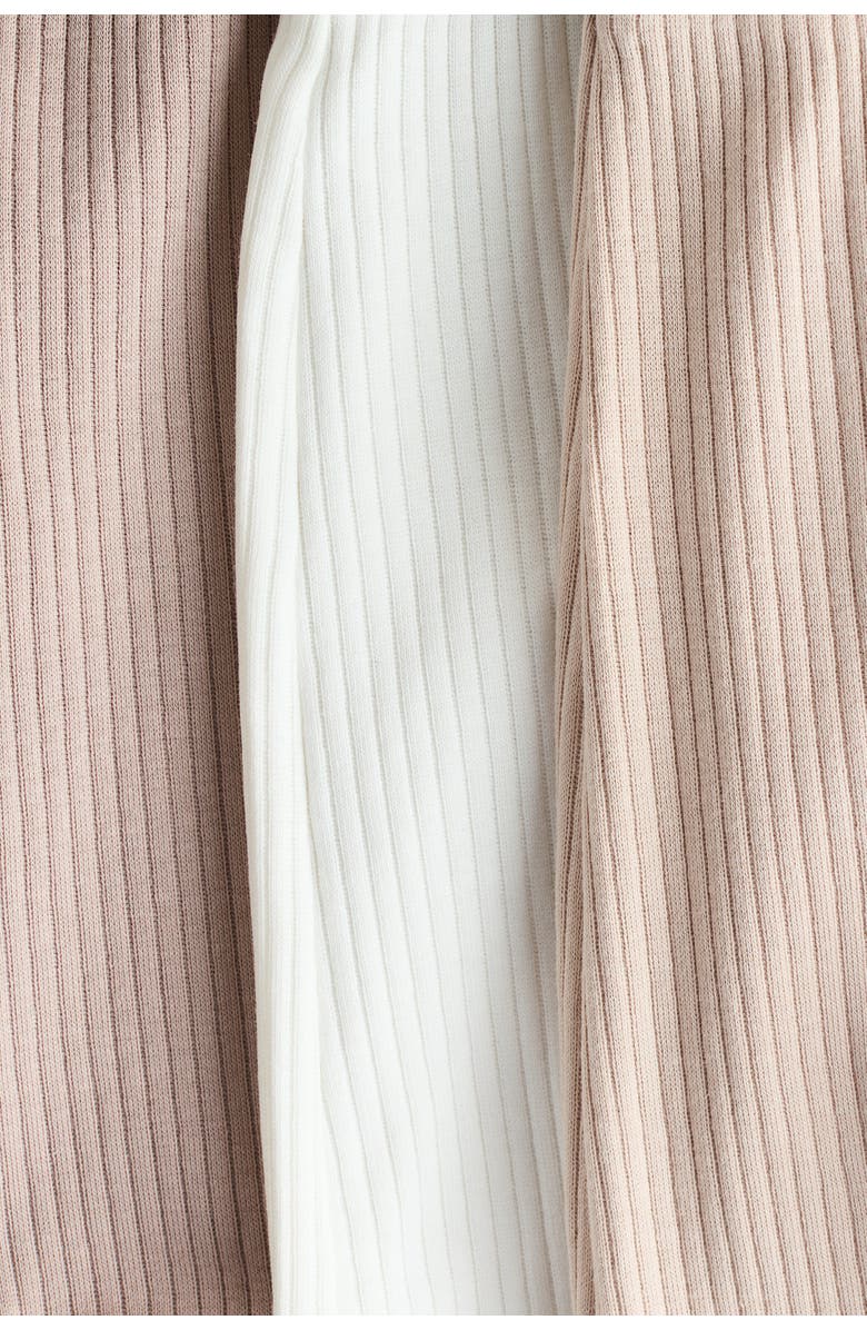 H&M 3-pack Ribbed Cotton Trousers, Alternate, color, Beige/White