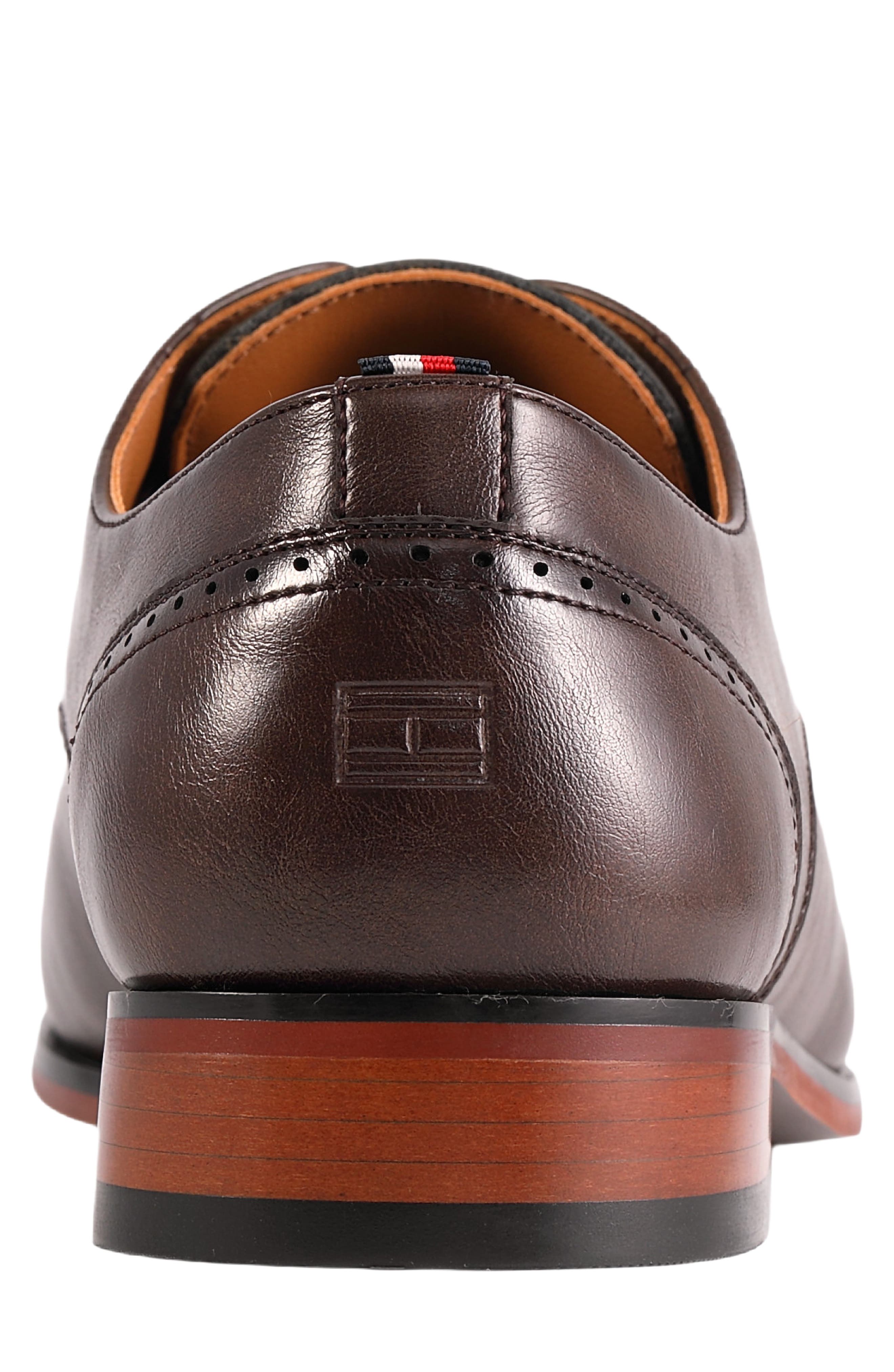 Solven Faux Leather Cap Toe Oxford, Alternate, color, DARK BROWN