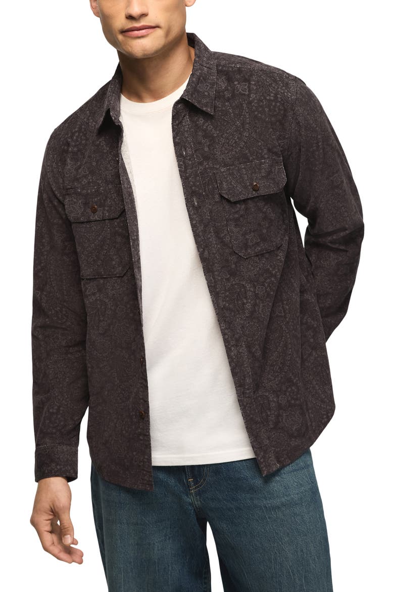 Printed Corduroy Workshirt, Main, color, BLACK PRINT