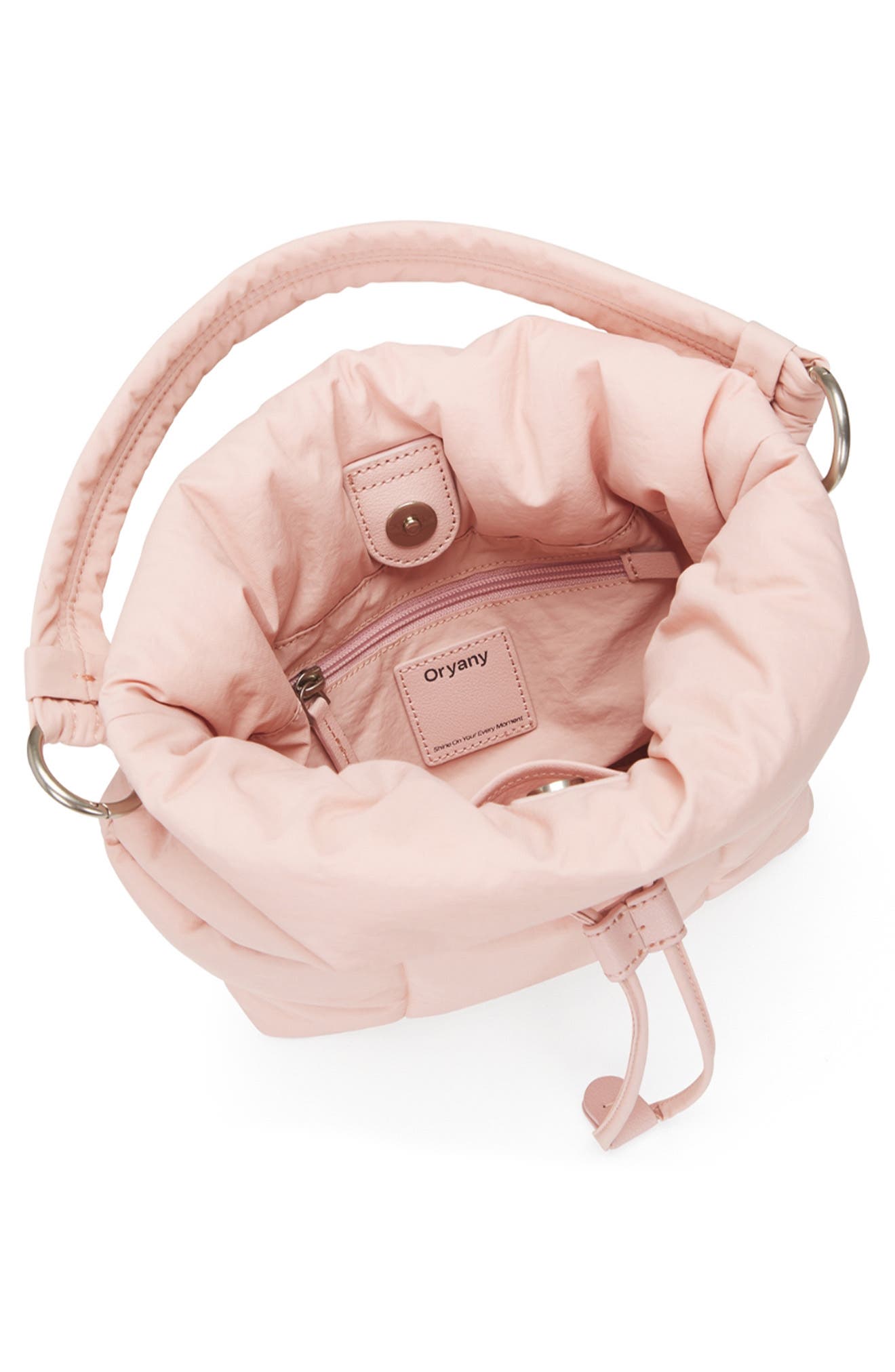Oryany Small Pillow Nylon Bucket Bag, Alternate, color, Baby Pink