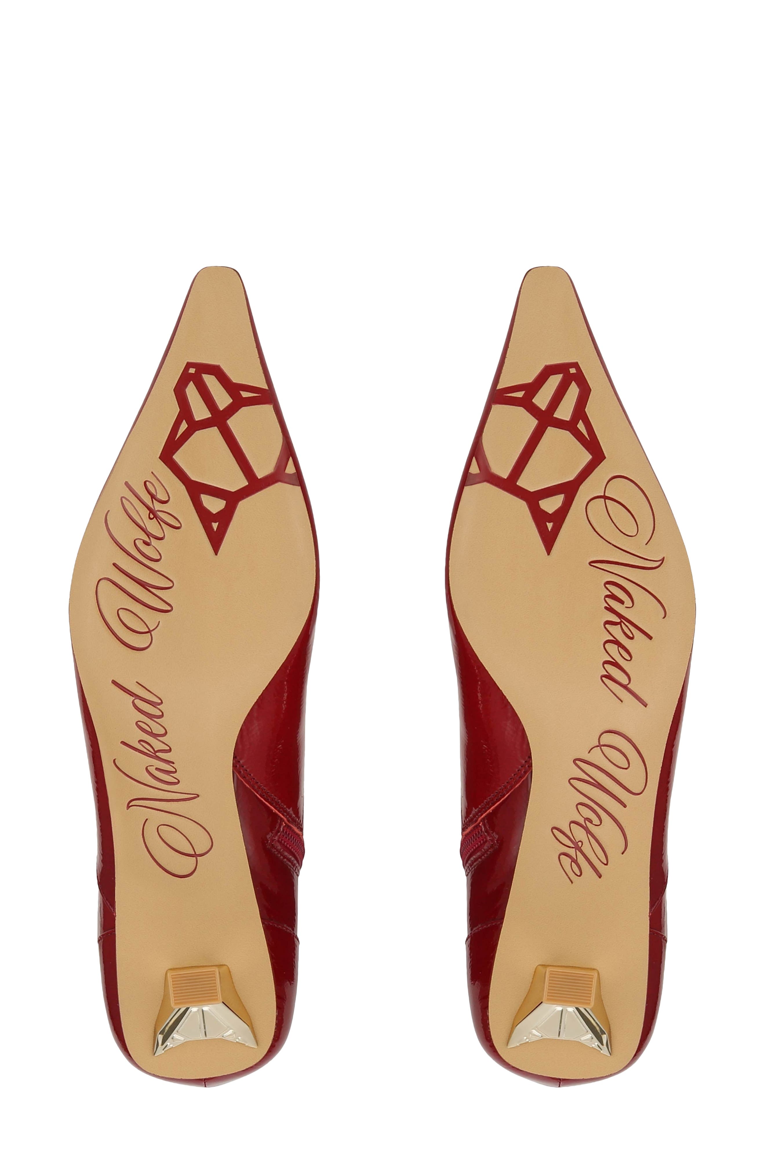 Naked Wolfe Tempting Pointed Toe Bootie, Alternate, color, Red-Crinkle Patent Leather