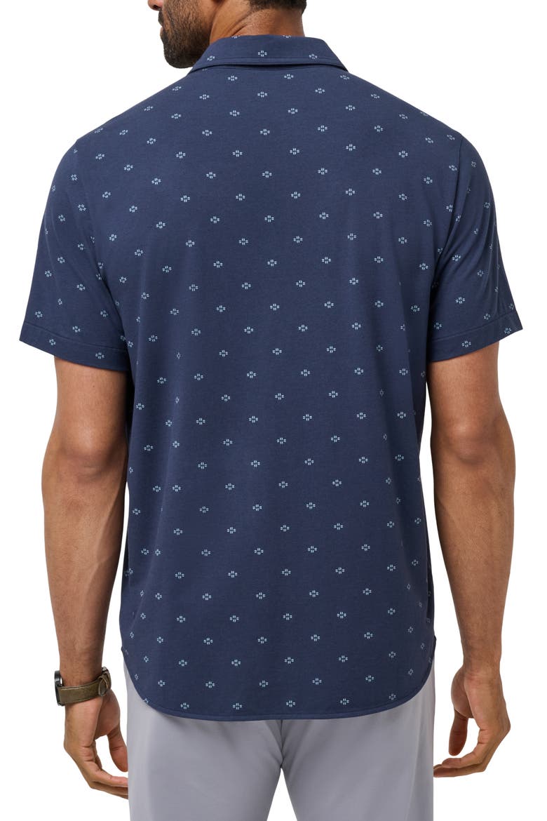 Shore of It Geo Print Short Sleeve Button-Up Knit Shirt, Alternate, color, TOTAL ECLIPSE