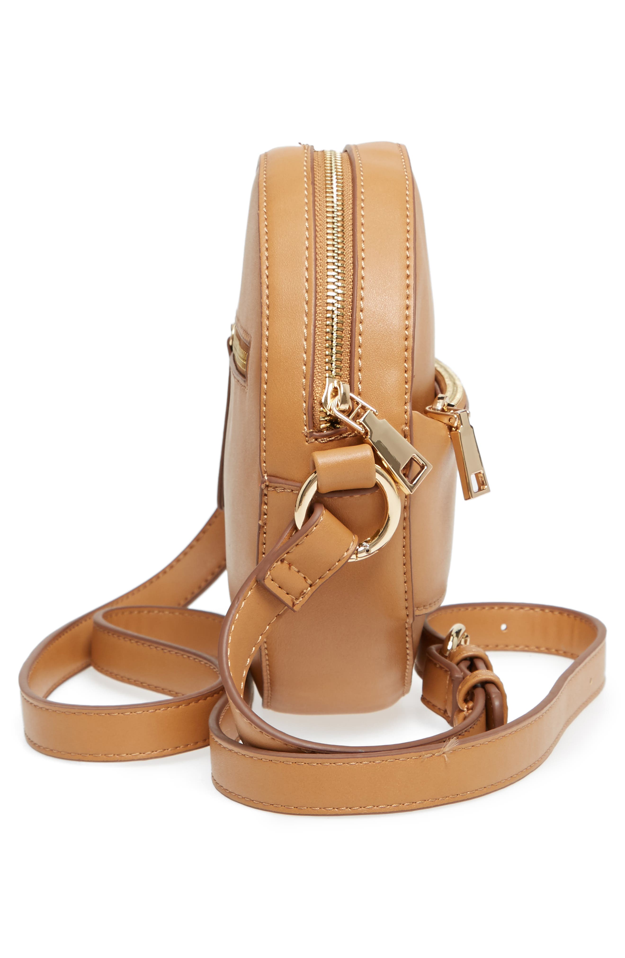 Faux Leather Canteen Crossbody Bag, Alternate, color, CAMEL