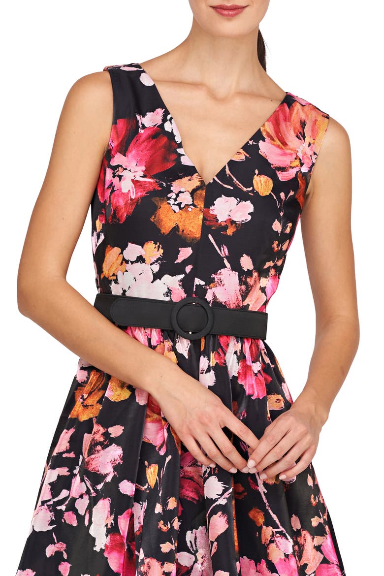 Viola Floral Belted Sleeveless High-Low Dress, Alternate, color, SAFFRON/ BLACK
