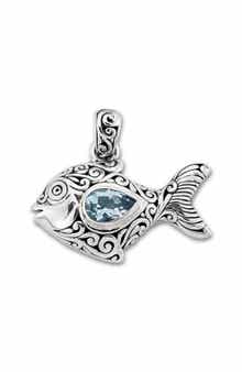 SAMUEL B. Blue Topaz Fish Pendant