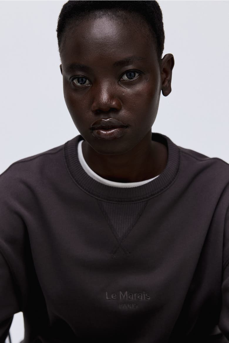 Text-motif Sweatshirt, Alternate, color, Dark gray/Le Marais
