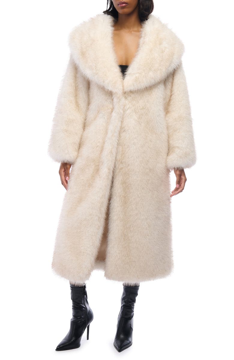 AZALEA WANG Toasted Marshmallow Faux Fur Coat, Main, color, White