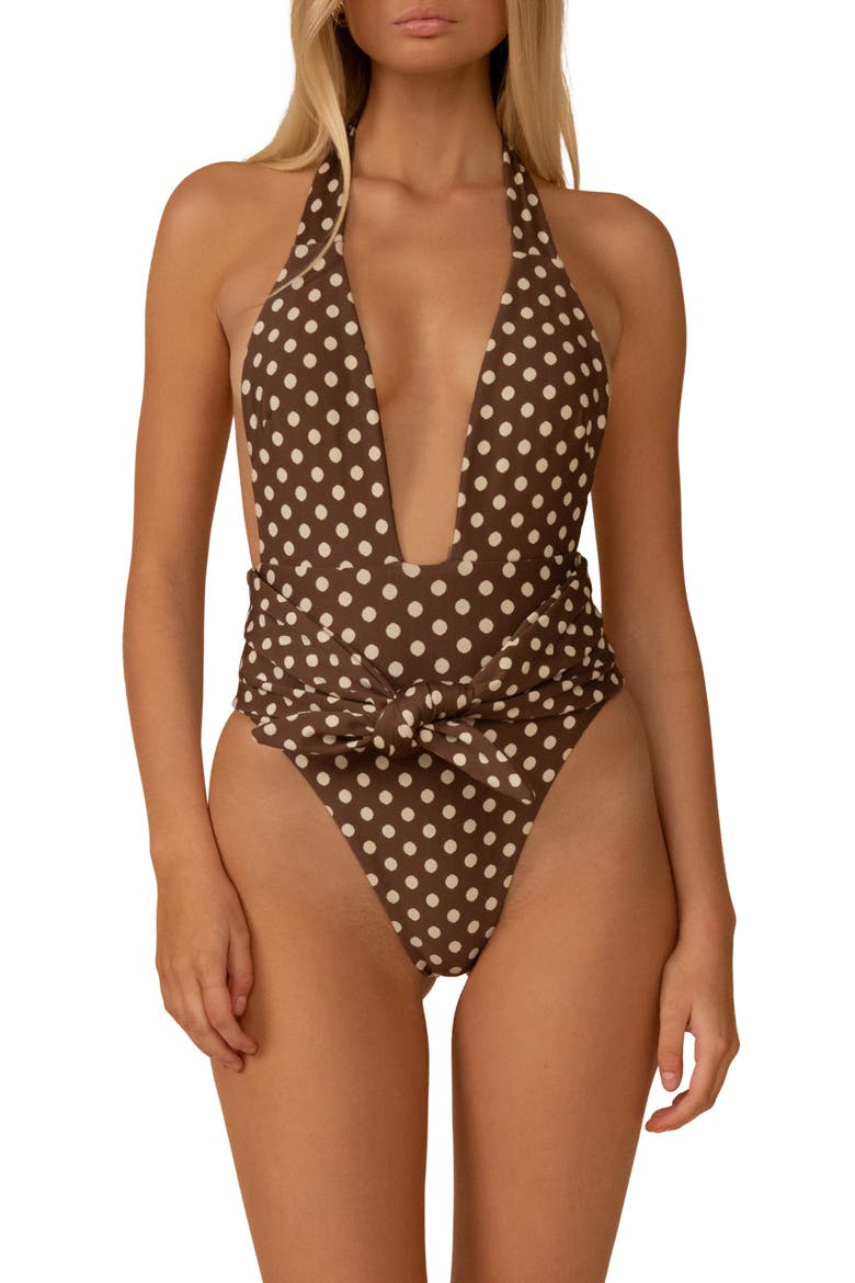 Vivian Tropez Tie Waist One-Piece Swimsuit, Main, color, VIVIAN