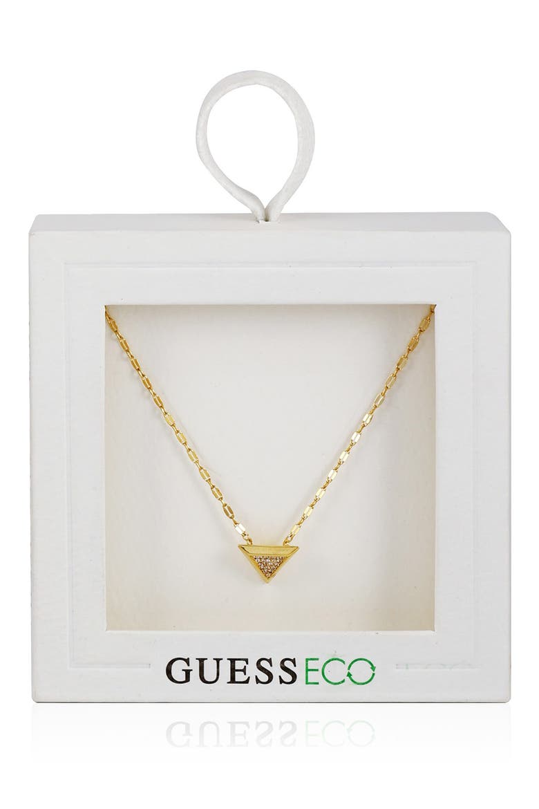 Pavé Cubic Zirconia Triangle Pendant Necklace, Main, color, GOLDTONE
