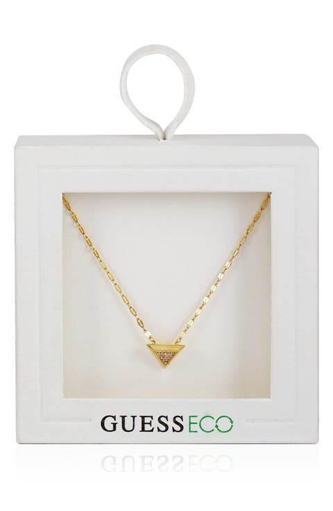 Pavé Cubic Zirconia Triangle Pendant Necklace