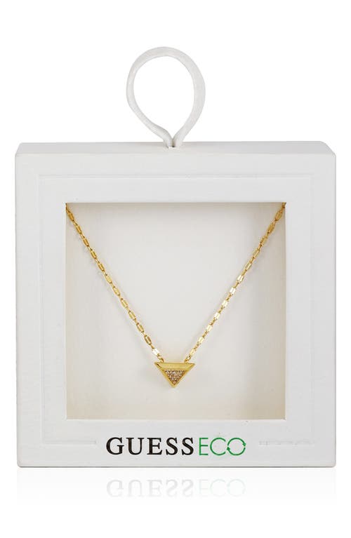 Guess Pavé Cubic Zirconia Triangle Pendant Necklace In Goldtone
