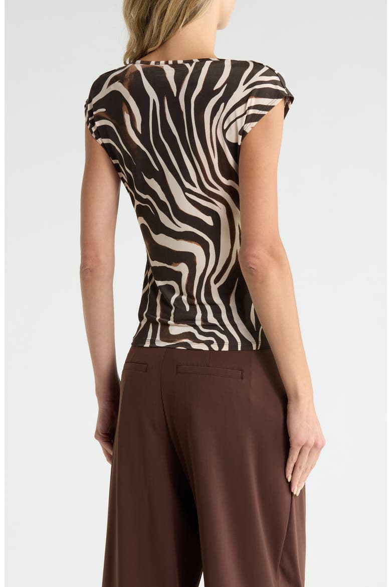 Front Twist Top, Alternate, color, BROWN/ IVORY ZEBRA PRINT