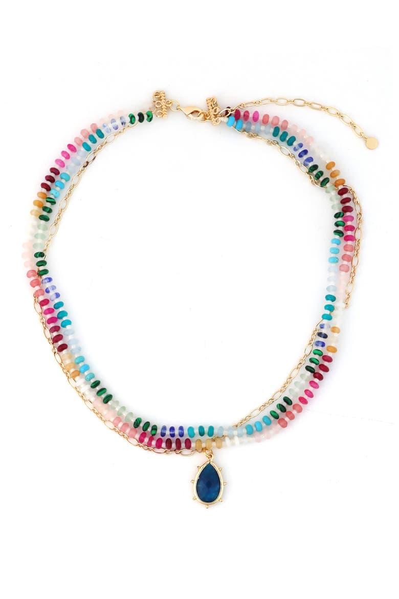 Beaded Layered Necklace, Main, color, GOLD MULTI