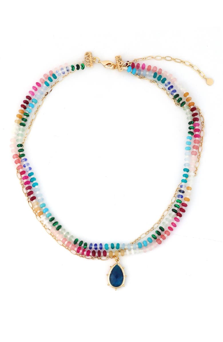 Panacea Beaded Layered Necklace, Main, color, Gold Multi
