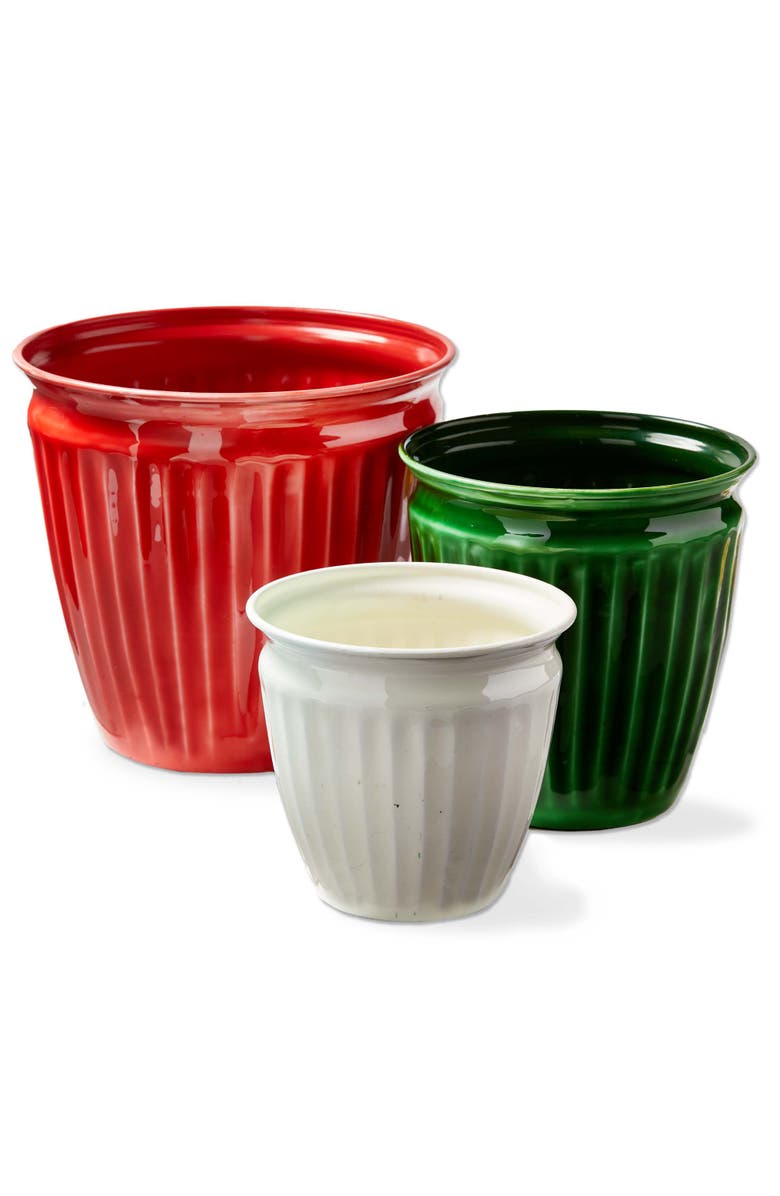 tag Merry Enamel Planter Multicolor Iron Garden Pot for Christmas, Main, color, Multicolored