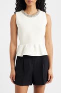 Endless Rose Embellished Knit Peplum Top