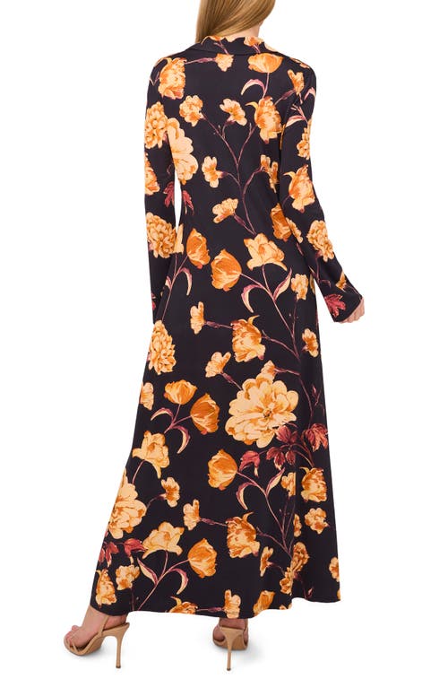 Ted Baker Floral Long Sleeve Jersey Maxi Dress In Black