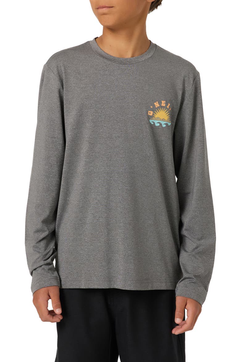 Kids' Solar Senic UPF 50 Long Sleeve Rashguard, Main, color, GARGOYLE MELANGE