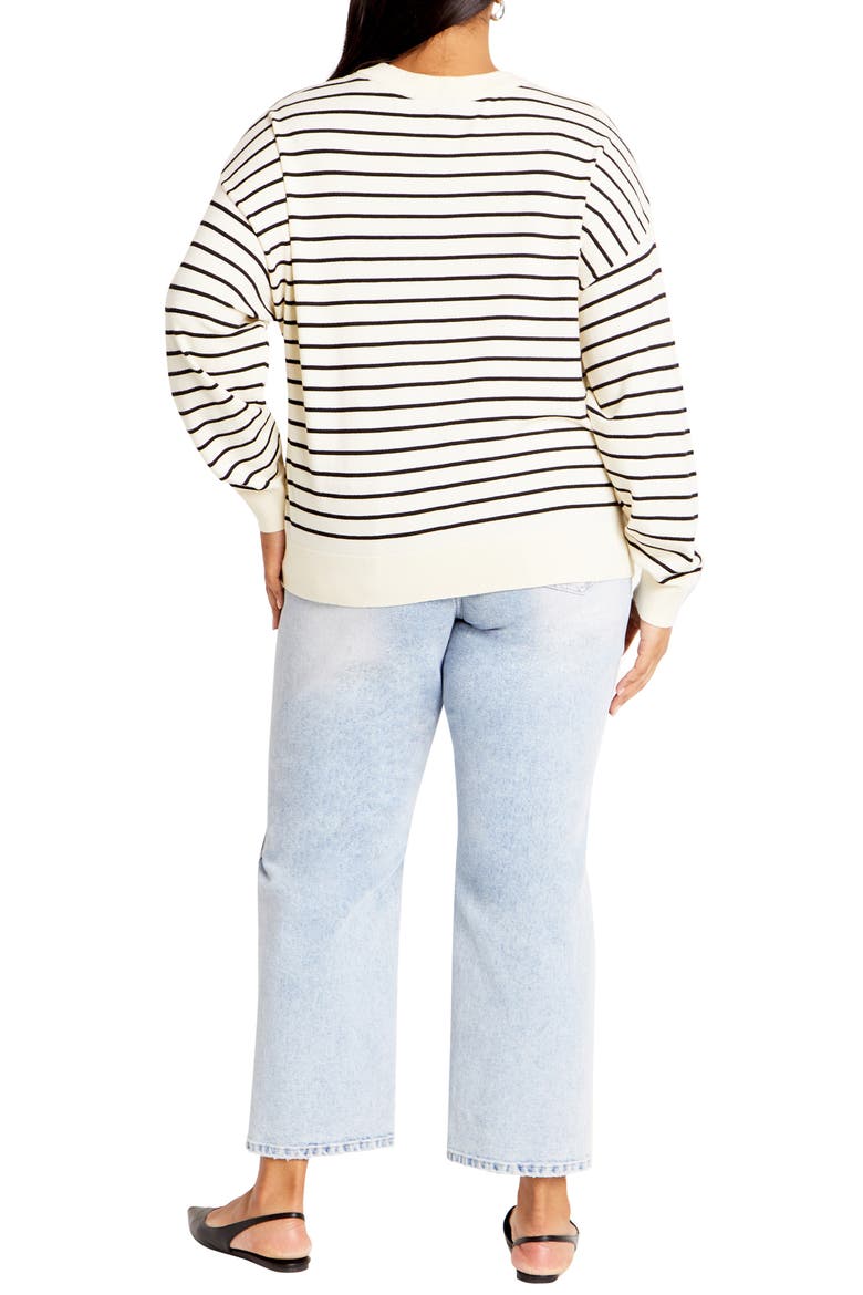 Lilia Stripe High-Low Sweater, Alternate, color, CREAM STRIPE